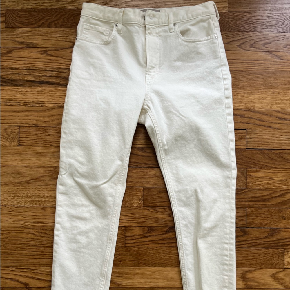 Everlane high rise white skinny jeans